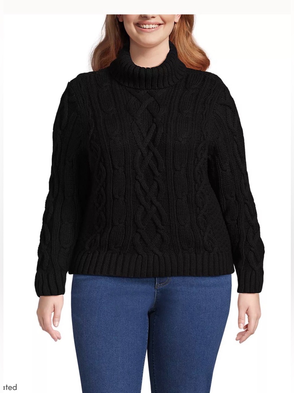 NWT Lands’ End Plus Size Drifter Cable Knit Turtleneck Sweater ,1X